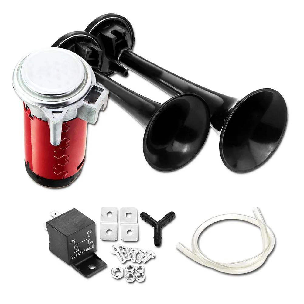 New Hot 12V 117 dB (low) -178dB (high) Dual Trumpet Horn Loud Powerful Train Sound Dual Car Van Truck Boat Air Horn DXY88
New Hot 12V 117 dB (low) -178dB (high) Dual Trumpet Horn Loud Powerful Train Sound Dual Car Van Truck Boat Air Horn DXY88