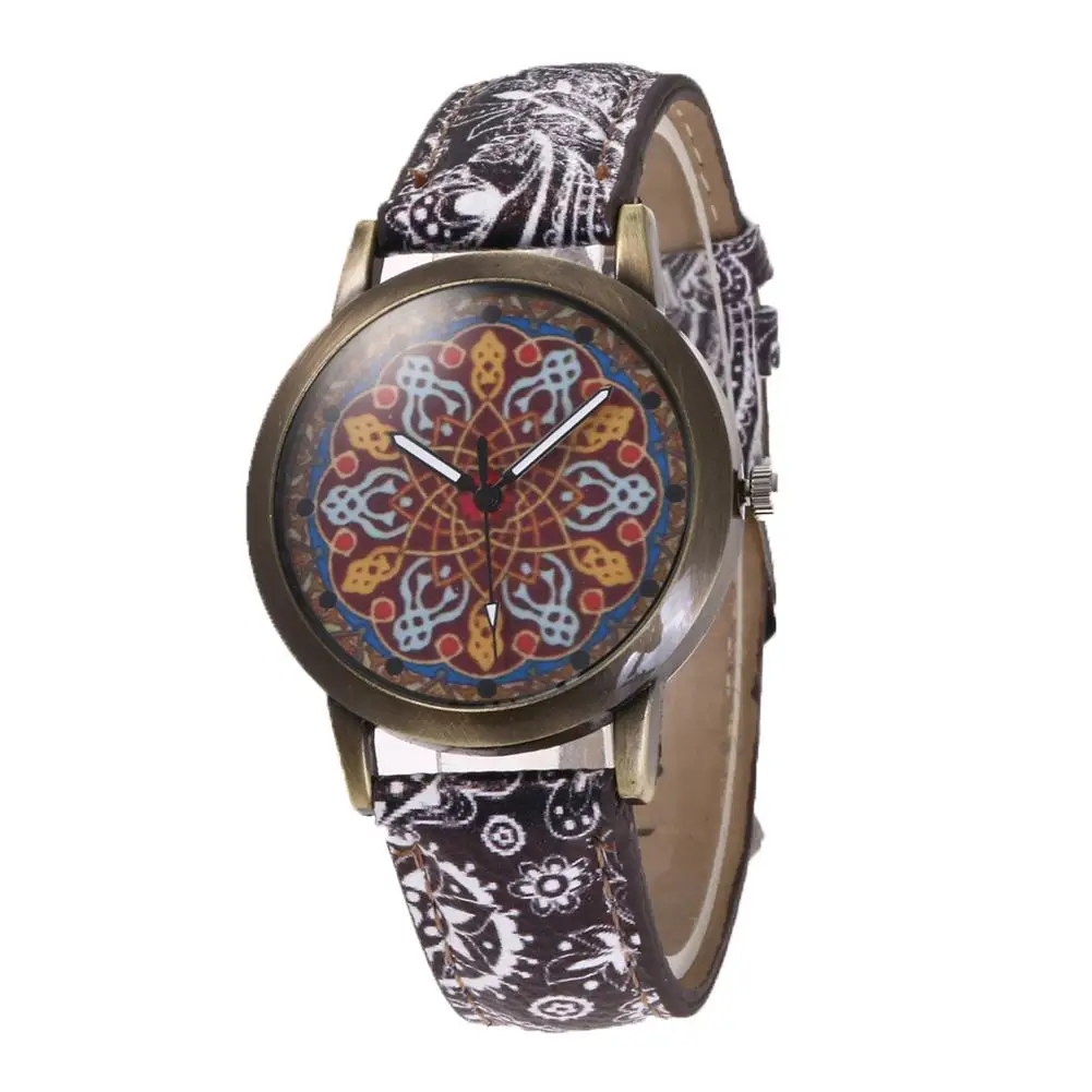 Fashion Bohemia Women Colorful Flower Pattern Round Dial Faux Leather Quartz Wrist Watch
Fashion Bohemia Women Colorful Flower Pattern Round Dial Faux Leather Quartz Wrist Watch