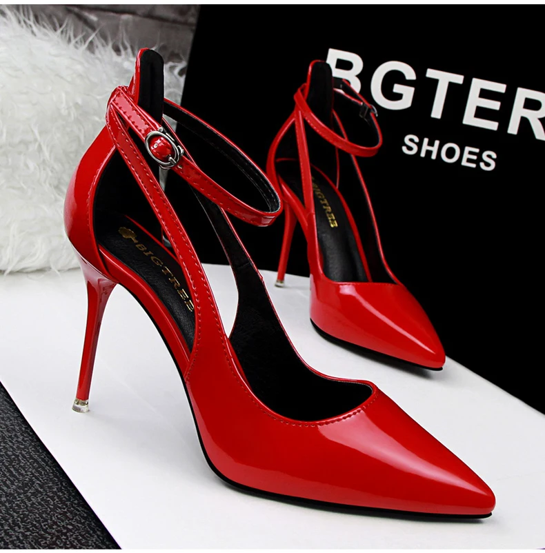 Women's Pumps Shoe Office Lady Heels Buckle Strap Wedding Women Shoes High Heels Sandals Silver Gold Shoes Woman High Heel 2018 (2)