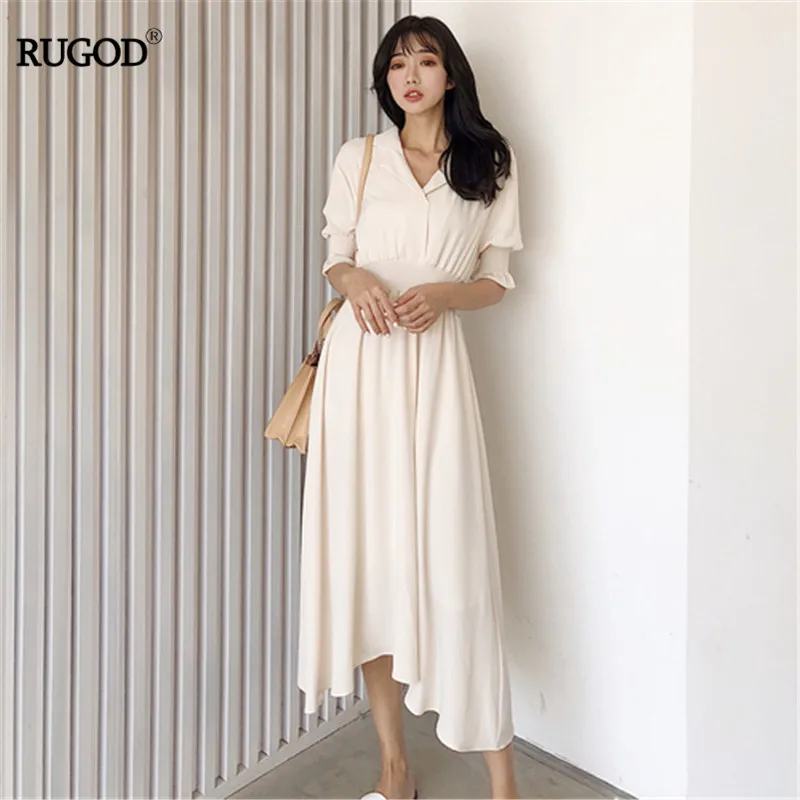 RUGOD 2019 summer women turn-down collar buffle sleeve slim waist dress a-line dress mid-calf elegant casual lady cotton vestido
RUGOD 2019 summer women turn-down collar buffle sleeve slim waist dress a-line dress mid-calf elegant casual lady cotton vestido