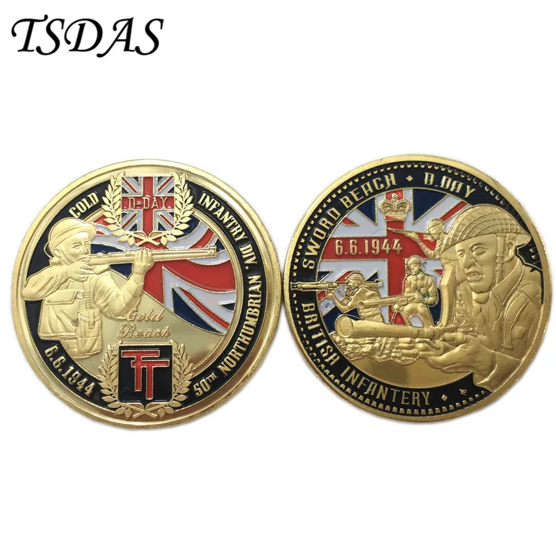 D.Day Commemorative Custom Gold Coin Birthday Gifts UK England Army Gold Plated Challenge Coin for Souvenir
D.Day Commemorative Custom Gold Coin Birthday Gifts UK England Army Gold Plated Challenge Coin for Souvenir