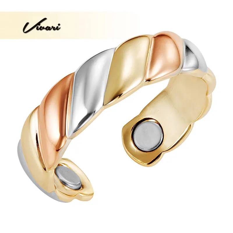 Vivari Wedding Women Rings 3-Tone Gold Silver Rose Gold Color Round Bio Magnetic Resizable Ring Magnet Women Jewelry Finger Wear
Vivari Wedding Women Rings 3-Tone Gold Silver Rose Gold Color Round Bio Magnetic Resizable Ring Magnet Women Jewelry Finger Wear