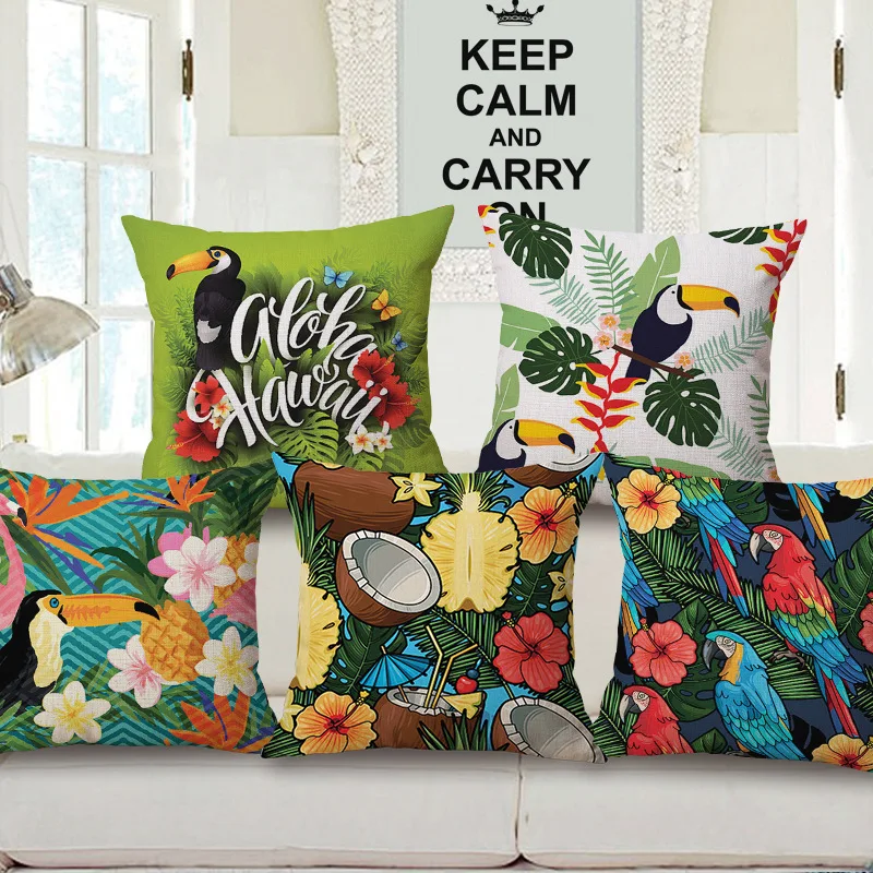 Тропические Чехлы для подушек coconut almofada hibiscus fundas cojines jungle rainforest toucan чехлы диванов