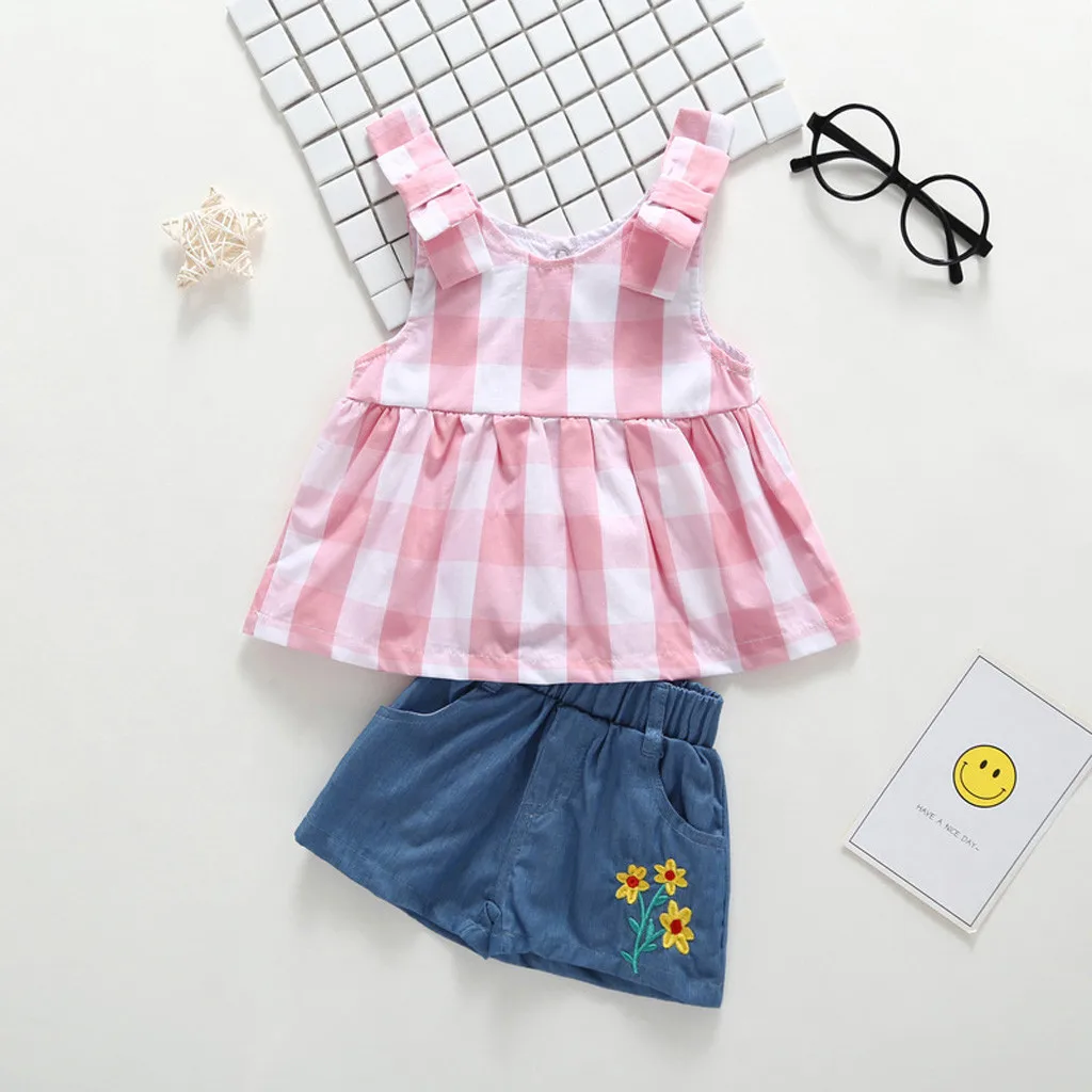Одежда для новорожденных девочек детские розовые топы без рукавов в клетку +
