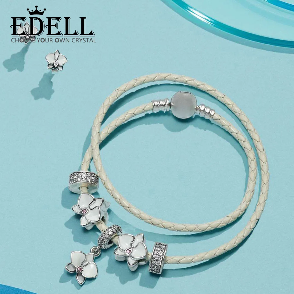 EDELL 100% 925 Sterling Silver White Orchid Charm Enamel Primrose Pendant Stud Earrings IVORY DOUBLE WOVEN LEATHER BRACELET Set
EDELL 100% 925 Sterling Silver White Orchid Charm Enamel Primrose Pendant Stud Earrings IVORY DOUBLE WOVEN LEATHER BRACELET Set