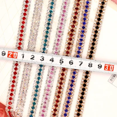 The three row Rhinestone Chain with gold Claw DIY Bags, Garment, Shoes,Furniture, Greeting Cards Wedding Dress 1yard 9mm
The three row Rhinestone Chain with gold Claw DIY Bags, Garment, Shoes,Furniture, Greeting Cards Wedding Dress 1yard 9mm