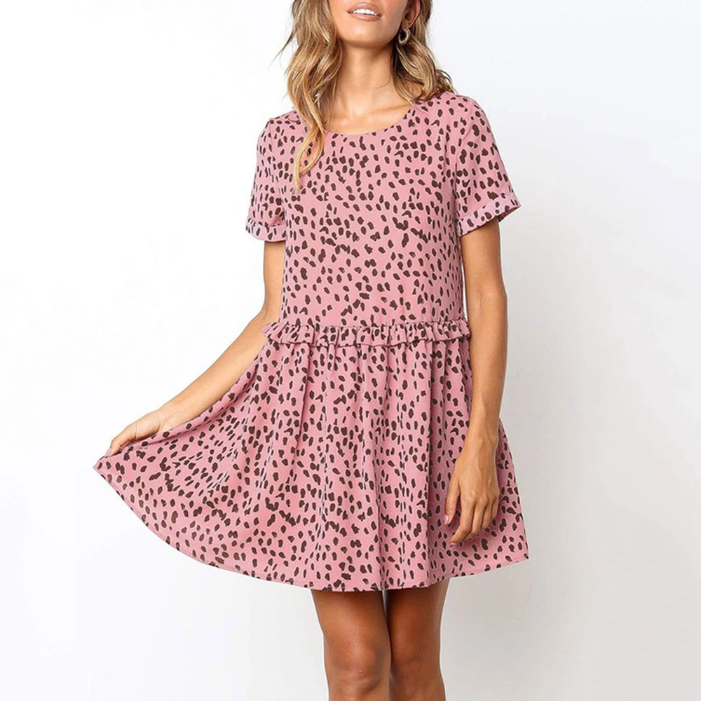 Women casual dress Summer Boho Printed Loose pleated polka dot Dress Short Sleeve Round Neck mini short ladies smock dresses
Women casual dress Summer Boho Printed Loose pleated polka dot Dress Short Sleeve Round Neck mini short ladies smock dresses