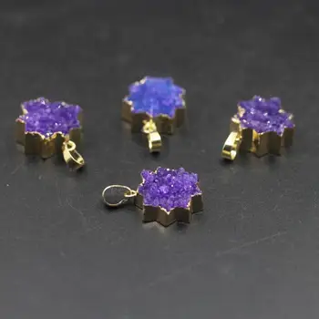 5pcs Crystal Quartz Natural Star Shape Drusy Stone Pendant,Edged Golden Plating Titanium Dark purple Agates Necklaces for Jewelr
5pcs Crystal Quartz Natural Star Shape Drusy Stone Pendant,Edged Golden Plating Titanium Dark purple Agates Necklaces for Jewelr