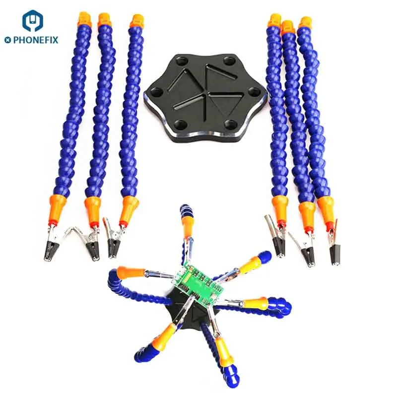 PHONEFIX Adjustable Positioning Motherboard Soldering Station 6 Arms Clip Support Circuit Board Soldering Rework Station 
PHONEFIX Adjustable Positioning Motherboard Soldering Station 6 Arms Clip Support Circuit Board Soldering Rework Station