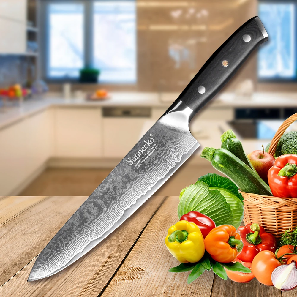 Sunnecko 8" inch Chef Knife Kitchen Knives Cutting Tools Japanese Damascus VG10 Steel Core Razor Sharp Blade G10 Sanding Handle
Sunnecko 8" inch Chef Knife Kitchen Knives Cutting Tools Japanese Damascus VG10 Steel Core Razor Sharp Blade G10 Sanding Handle
