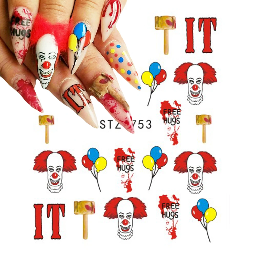 1pcs Water Decals Halloween Design Clown Ghost Slider Water Transfer Sticker Watermark Manicure Nail Art Decoration BESTZ735-754
1pcs Water Decals Halloween Design Clown Ghost Slider Water Transfer Sticker Watermark Manicure Nail Art Decoration BESTZ735-754