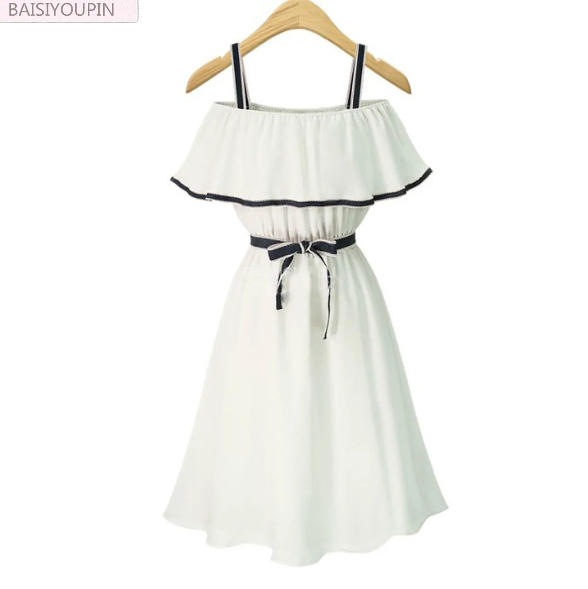 2018 Summer European&American Large-size Women's Suspenders Shoulder - Exposed Ruffled Waist - Closed Lace-up Mid-length Dress
2018 Summer European&American Large-size Women's Suspenders Shoulder - Exposed Ruffled Waist - Closed Lace-up Mid-length Dress