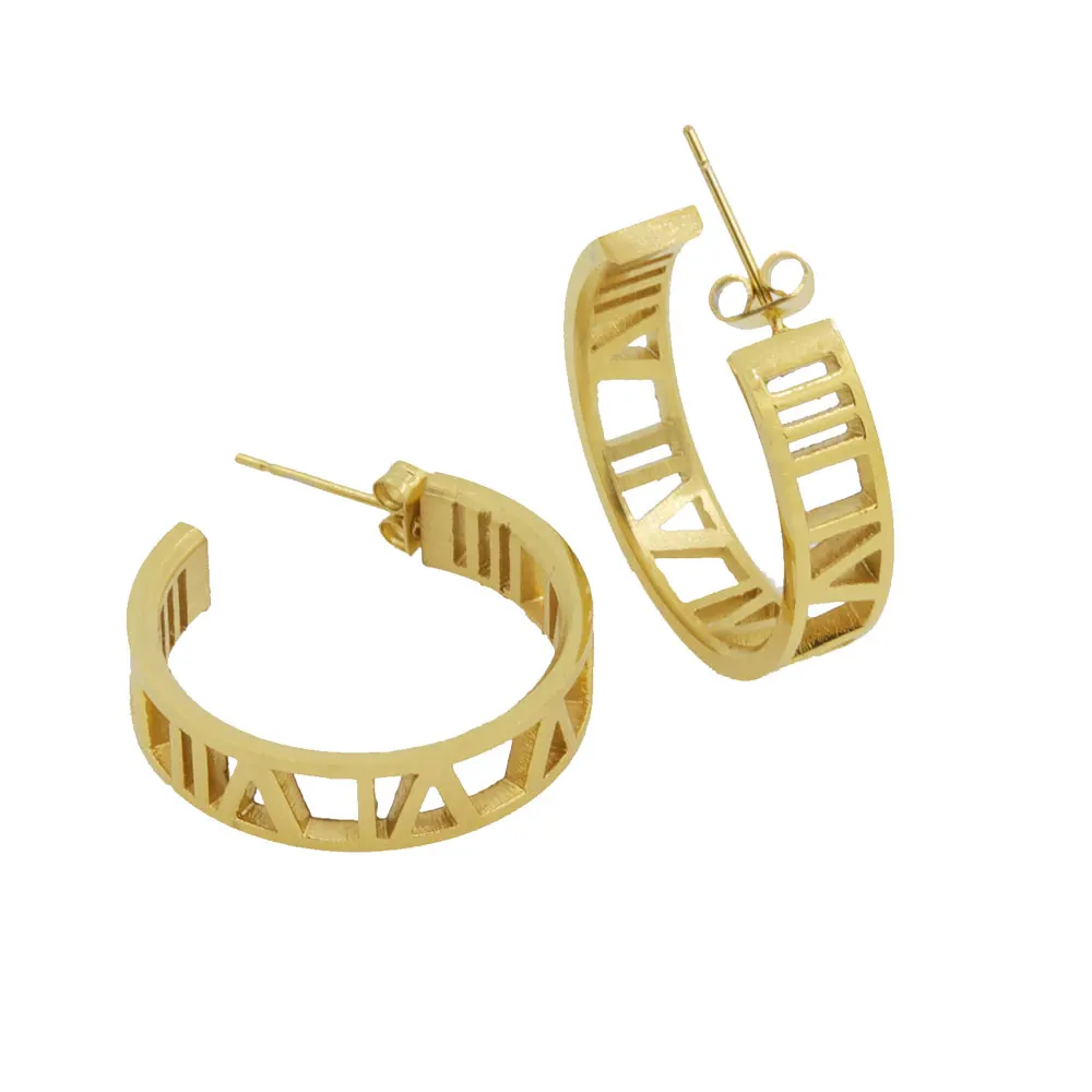 New Luxury Brand Jewelry Beautiful And Charming 6mm Wide Roman Numeral Stud Earring Top Quality Titanium Steel Woman Earrings
New Luxury Brand Jewelry Beautiful And Charming 6mm Wide Roman Numeral Stud Earring Top Quality Titanium Steel Woman Earrings