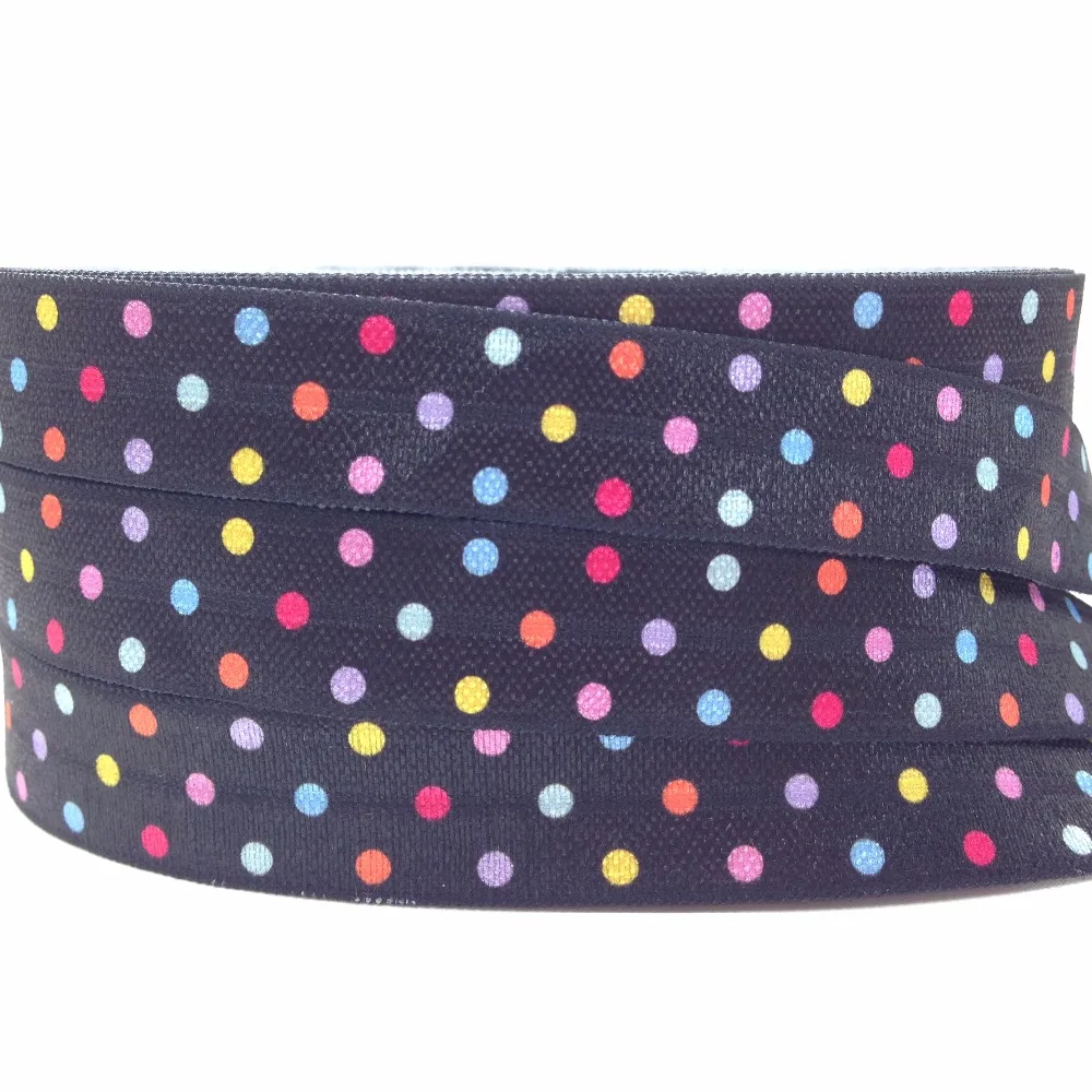 Wholesale 5/8" Colorful Polka Dot Print Fold Over Elastic 10 yards Good Elasticity Black Dot Print FOE Ribbon for DIY Head wear
Wholesale 5/8" Colorful Polka Dot Print Fold Over Elastic 10 yards Good Elasticity Black Dot Print FOE Ribbon for DIY Head wear