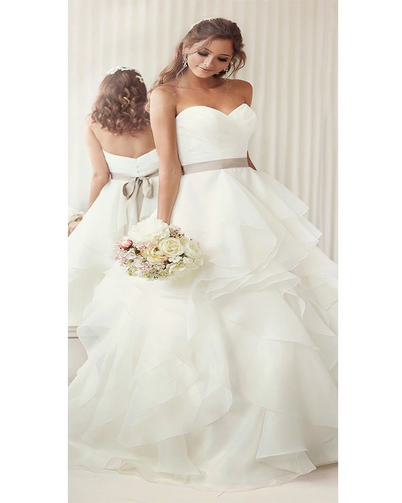 Simple Sweetheart Wedding Dresses Long White Pleat Sashes Bridal Gowns Floor-Longth Court Train Formal Dress Caftan Abiye
Simple Sweetheart Wedding Dresses Long White Pleat Sashes Bridal Gowns Floor-Longth Court Train Formal Dress Caftan Abiye