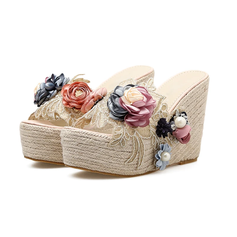 Ladies high heels wedges slippers Flowers Transparent flip flops Linen rope platform sandals shales for women beach slippers
Ladies high heels wedges slippers Flowers Transparent flip flops Linen rope platform sandals shales for women beach slippers