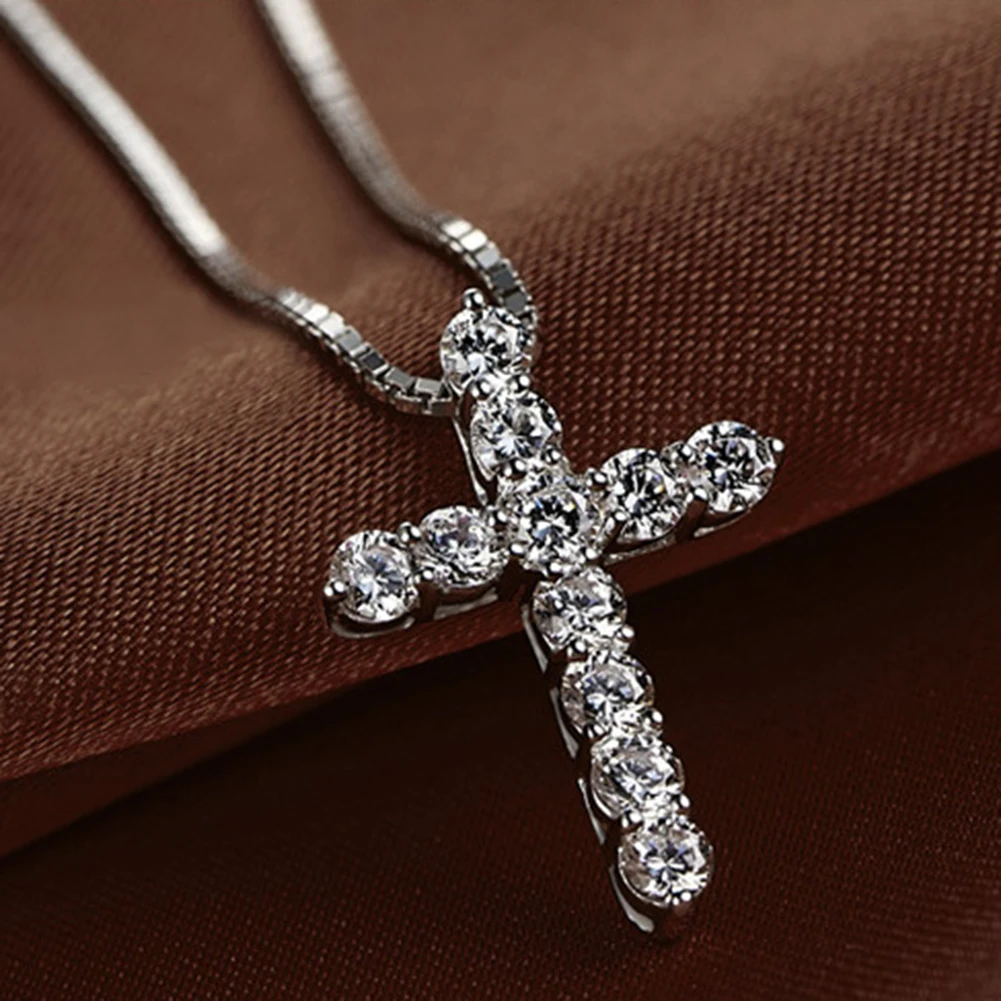 Luxury Women Cross Crystal Pendants Chain Necklaces Silver Shiny Choker Necklaces Fashion Jewelry Gifts For Women
Luxury Women Cross Crystal Pendants Chain Necklaces Silver Shiny Choker Necklaces Fashion Jewelry Gifts For Women