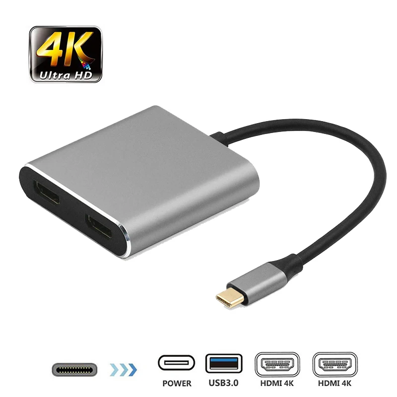 USB C To HDMI 4K Adapter USB 3.0 Type C USB-C to Dual HDMI Charge Port USB-C Converter Cable for MacBook Samsung Dex Galaxy S10
USB C To HDMI 4K Adapter USB 3.0 Type C USB-C to Dual HDMI Charge Port USB-C Converter Cable for MacBook Samsung Dex Galaxy S10