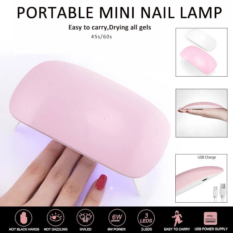 Portable Mini 6W LED Lamp Nail Dryer USB Charge 30s 60s Timer Quick Dry Nails Gel UV LED Lamp for Manicure
Portable Mini 6W LED Lamp Nail Dryer USB Charge 30s 60s Timer Quick Dry Nails Gel UV LED Lamp for Manicure