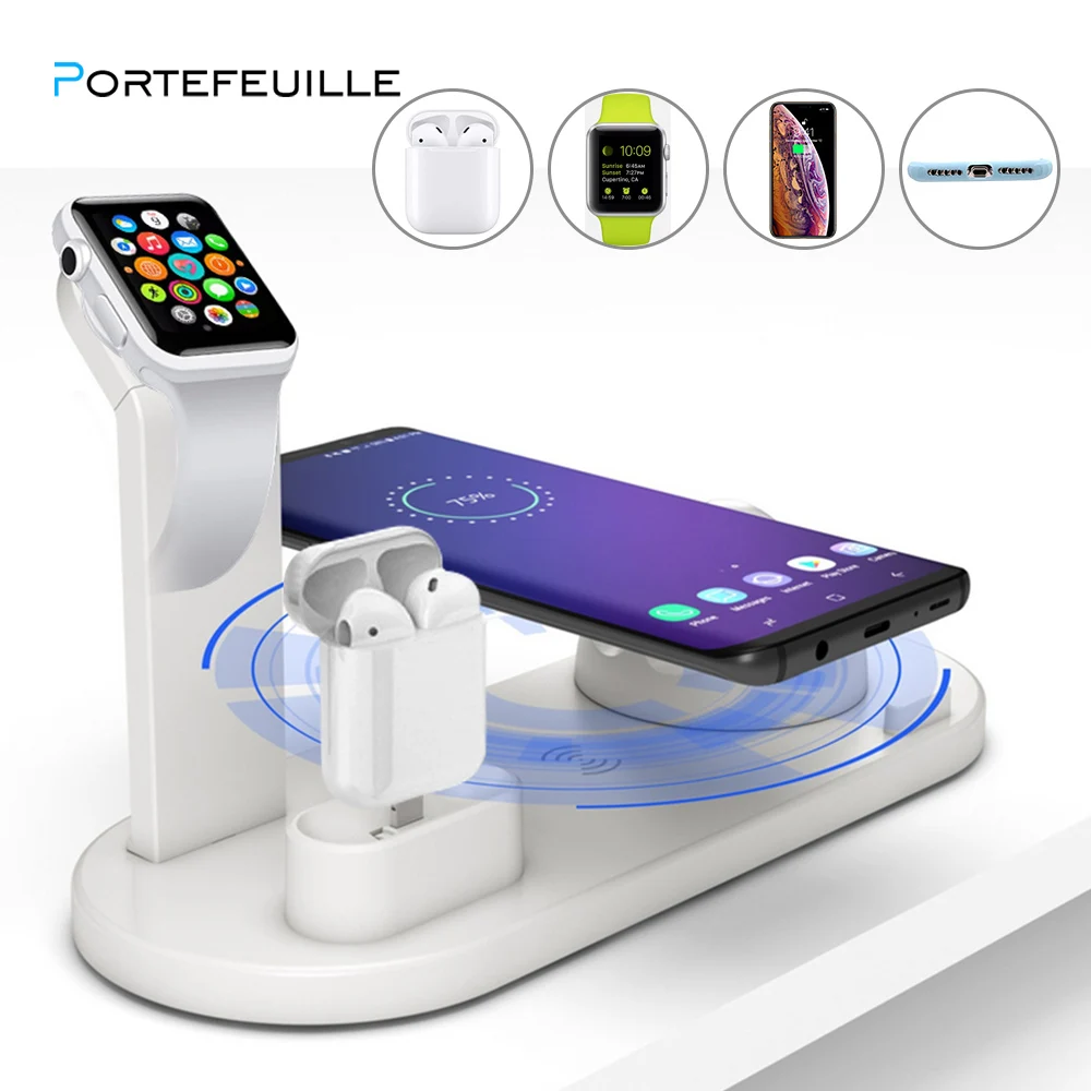 

Protefeuille 3 in1 Qi Wireless Charger Dock Station For Iphone Xs Max Xr X 8 Plus Samsung Galaxy S8 S10 Stand Chargeur Induction