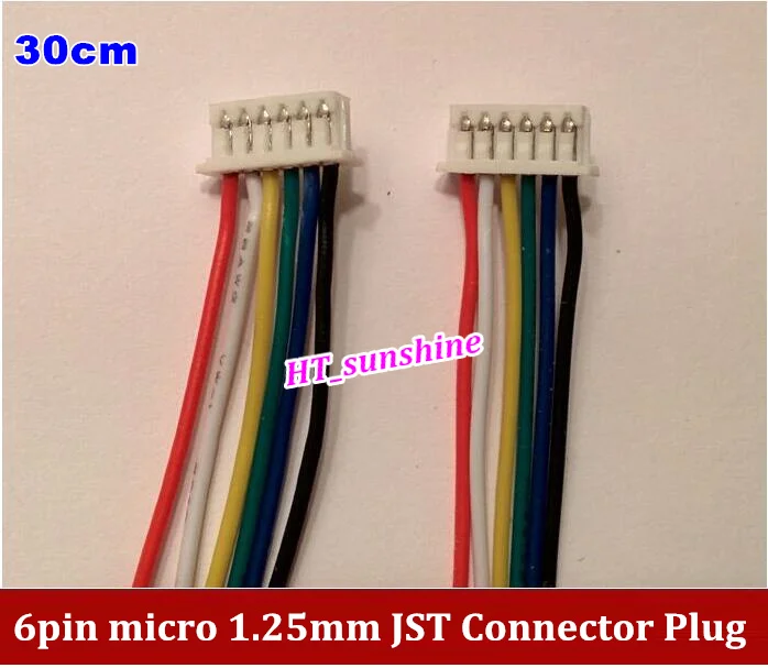 50 шт. бесплатная доставка 6-контактный разъем Micro JST 1 25 мм w. Проволока 28awg 30 см |