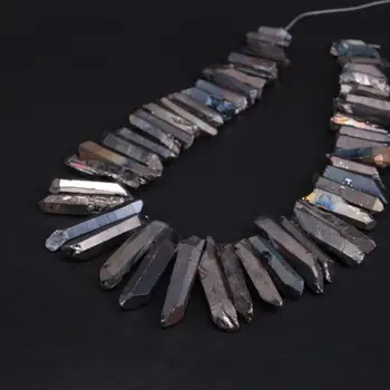 15.5"strand Gun Black Titanium Crystal Quartz Top Drilled Point Beads,Raw Crystal Stick Graduated Pendants For Jewelry Making
15.5"strand Gun Black Titanium Crystal Quartz Top Drilled Point Beads,Raw Crystal Stick Graduated Pendants For Jewelry Making