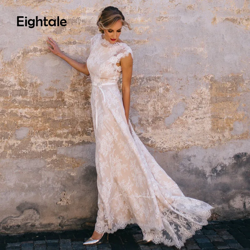 Eightale Boho Wedding Dress Champgne A Line Cap Sleeve Sexy Vintage Lace Bohemian Bridal Gown Elegant Vestidos de Novia 2019
Eightale Boho Wedding Dress Champgne A Line Cap Sleeve Sexy Vintage Lace Bohemian Bridal Gown Elegant Vestidos de Novia 2019