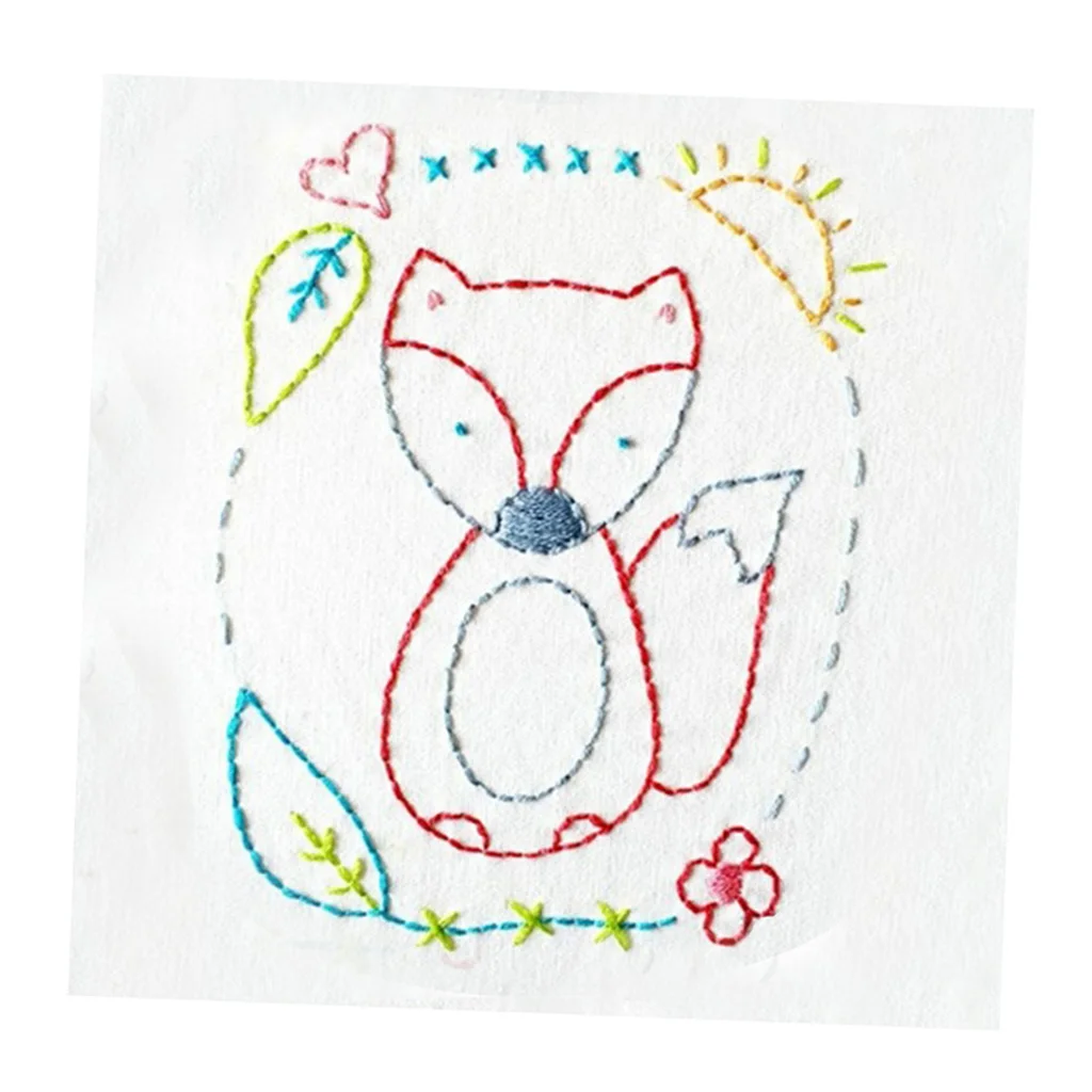 Embroidery Kit, Cartoon Hand Embroidery Cross Stitch Starter Needlepoint Crafts Kit with Cloth,Threads and Tools for Home Decor