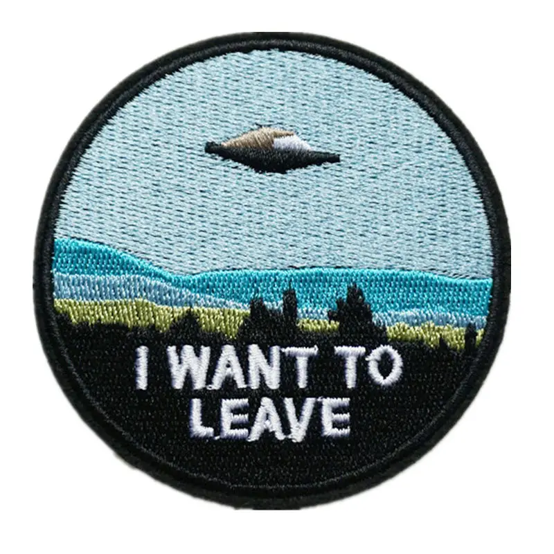 Embroidered Patches Sew Iron On Badge UFO Alien I Want to Leave For Bag Jeans Hat Appliques DIY Handwork Sticker Decoration
Embroidered Patches Sew Iron On Badge UFO Alien I Want to Leave For Bag Jeans Hat Appliques DIY Handwork Sticker Decoration