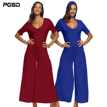 PGSD New Fashion Women clothes Simple pure color Sexy deep V loose short sleeve hooded pocket wide-leg casual Jumpsuits female
PGSD New Fashion Women clothes Simple pure color Sexy deep V loose short sleeve hooded pocket wide-leg casual Jumpsuits female