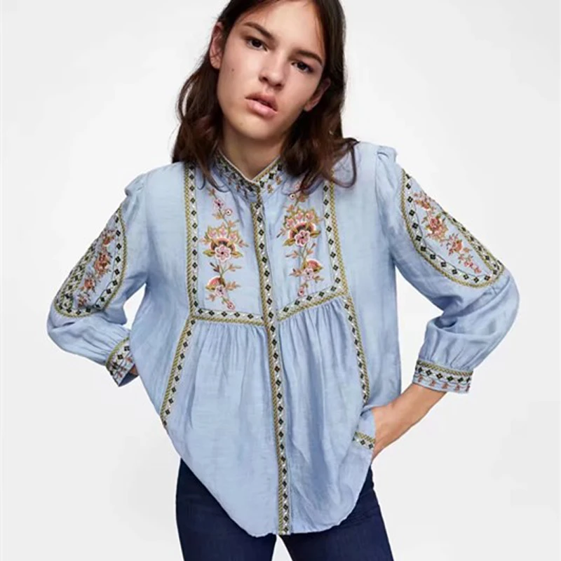 women popular new B0809T7 Europe and America 2018 autumn new embroidery, embroidered collar, long sleeved shirt 8785
women popular new B0809T7 Europe and America 2018 autumn new embroidery, embroidered collar, long sleeved shirt 8785