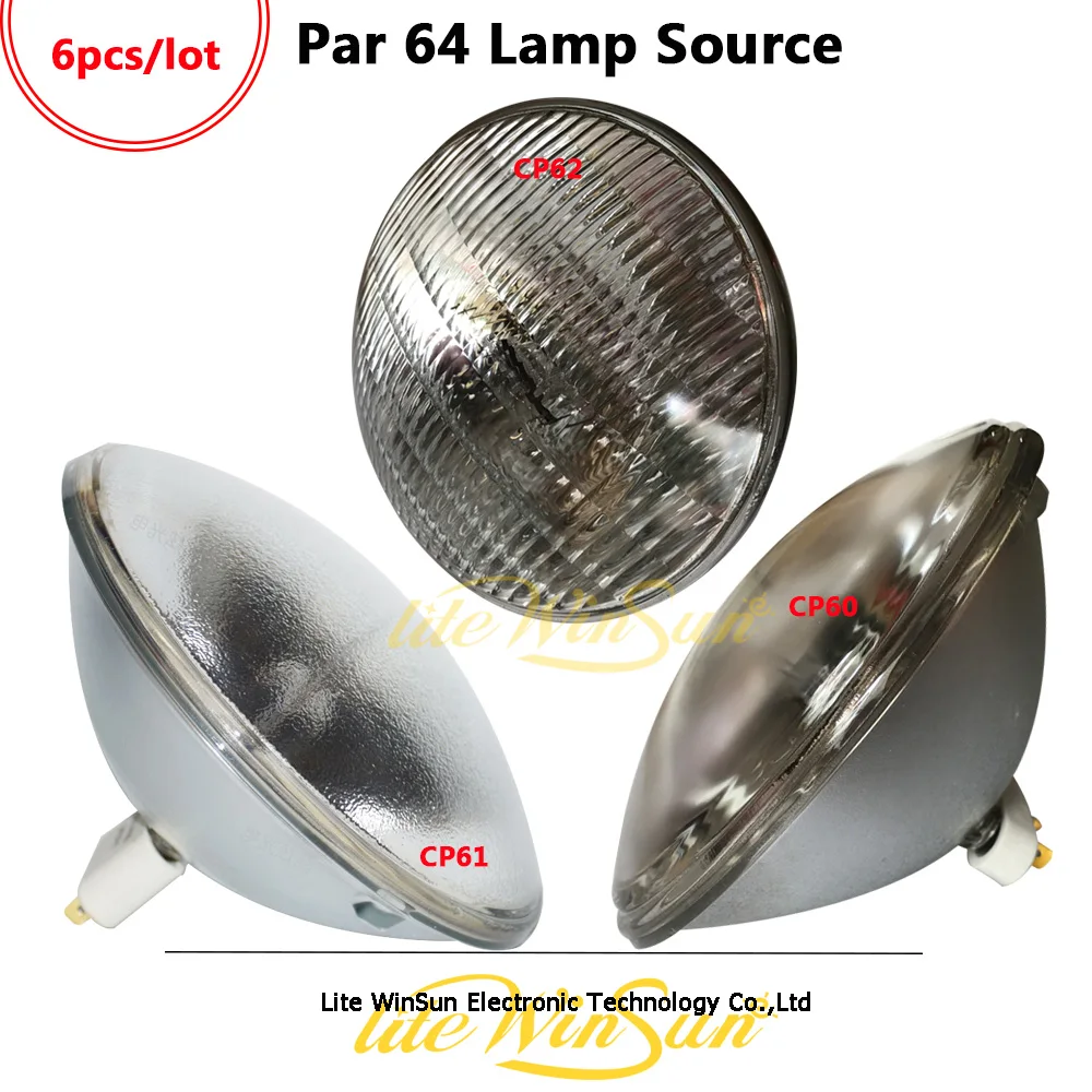 

Litewinsune 6/Pack Par64 Stage Lighting Par Can Lamp Bulb Source AC230V 1000W CP60 CP61 CP62