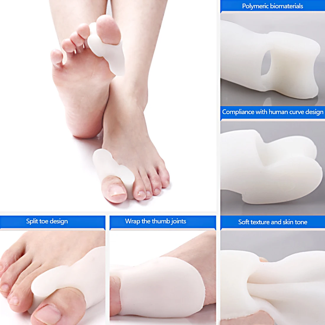 2pcs Silicone Toe Separator Hallux Valgus Bicyclic Thumb Orthopedic Corrector Big Bone Adjuster Bunion Treatment
2pcs Silicone Toe Separator Hallux Valgus Bicyclic Thumb Orthopedic Corrector Big Bone Adjuster Bunion Treatment