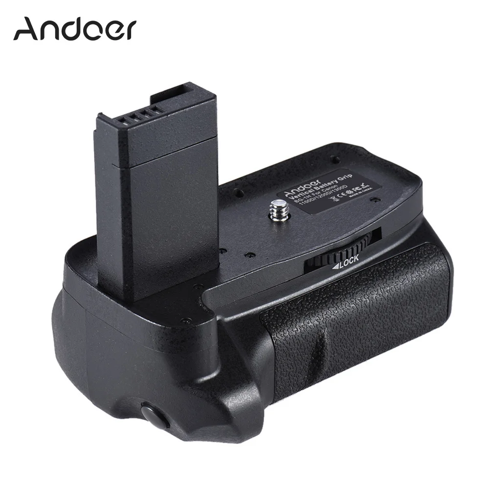 

Andoer BG-1H Vertical Battery Grip Compatible with 2 * LP-E10 Battery for Canon EOS 1100D 1200D 1300D Rebel T3 5 T6 kiss X50 X70