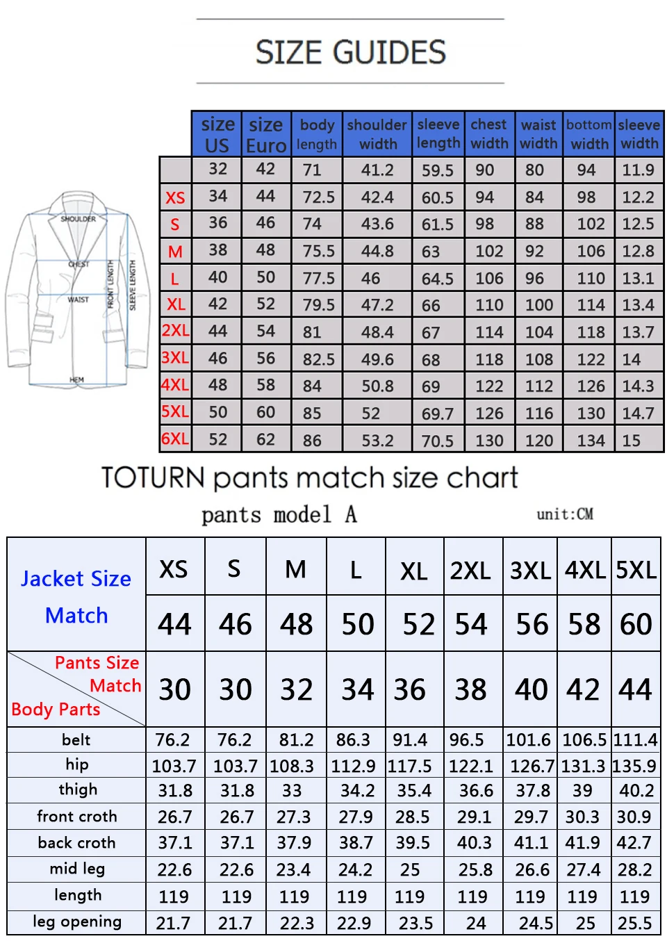 european suit sizes