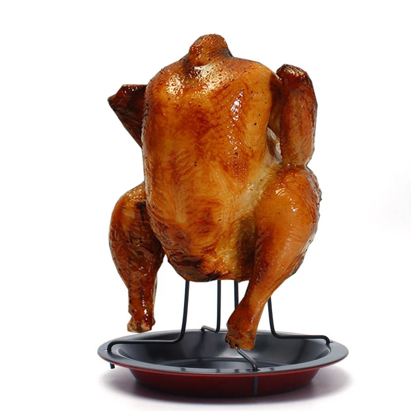 Carbon Steel Chicken Roaster Rack w/ Bowl Tin Non-Stick