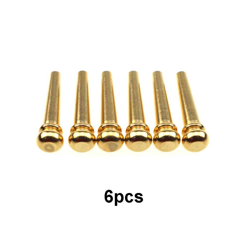 6pcs Brass Gold Guitar String Bridge Pins Fine Pin Set Acoustic Strings Nail Copper Replacement Parts | Спорт и развлечения