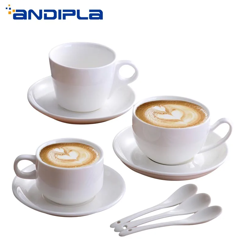 Фото 150 мл новая простая белая керамическая фарфоровая кофейная чашка с блюдцем для
