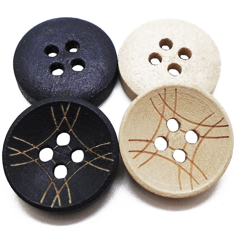 Dark Brown 4 Holes Wooden Sewing Buttons 15mm set of 15 Wood button
