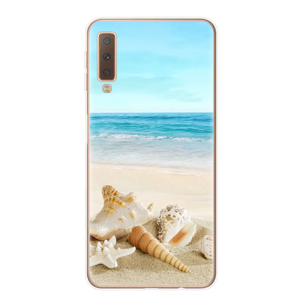 FUNNYRUI Summer Beach Pattern Soft Silicone Phone Case For Coque Samsung Galaxy A7 2018 A750 A750F 6.0 inch Soft Silicone Cover