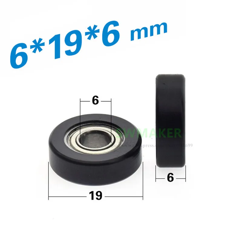 

1pcs 6*19*6mm Flat 686 Bearing Plastic-coated POM Wheel, Drawer/Showcase/Automation Equipment Guide Wheel