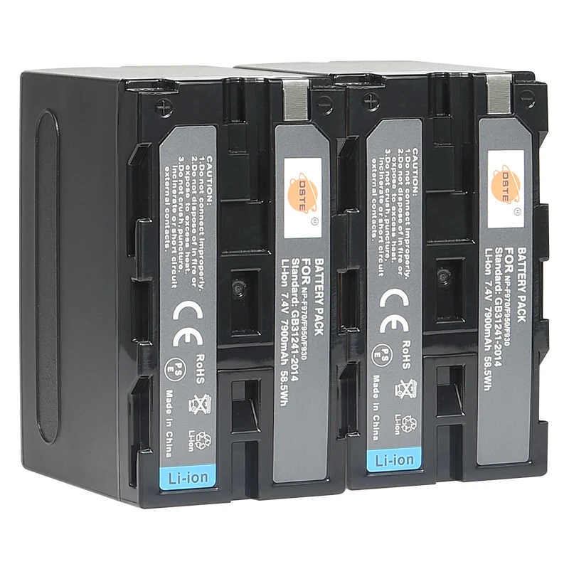 2 шт. DSTE 7 4 V 7900 мА/ч NP F970 F960 F950 F930 Камера Батарея для Sony PLM 100 CCD TRV35 MVC FD91 MC1500C L10 DCR VX2200E HDR
