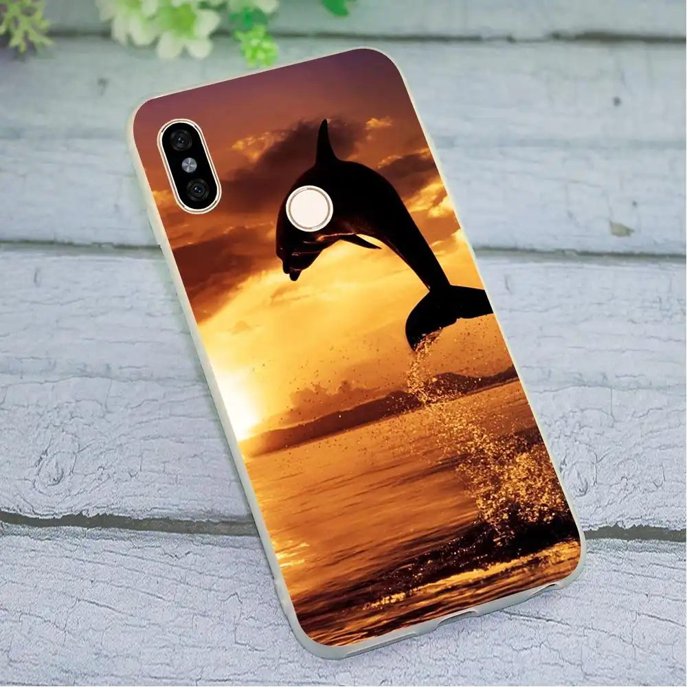 soft tpu silicone cover for xiaomi redmi note 4 sunset dolphin