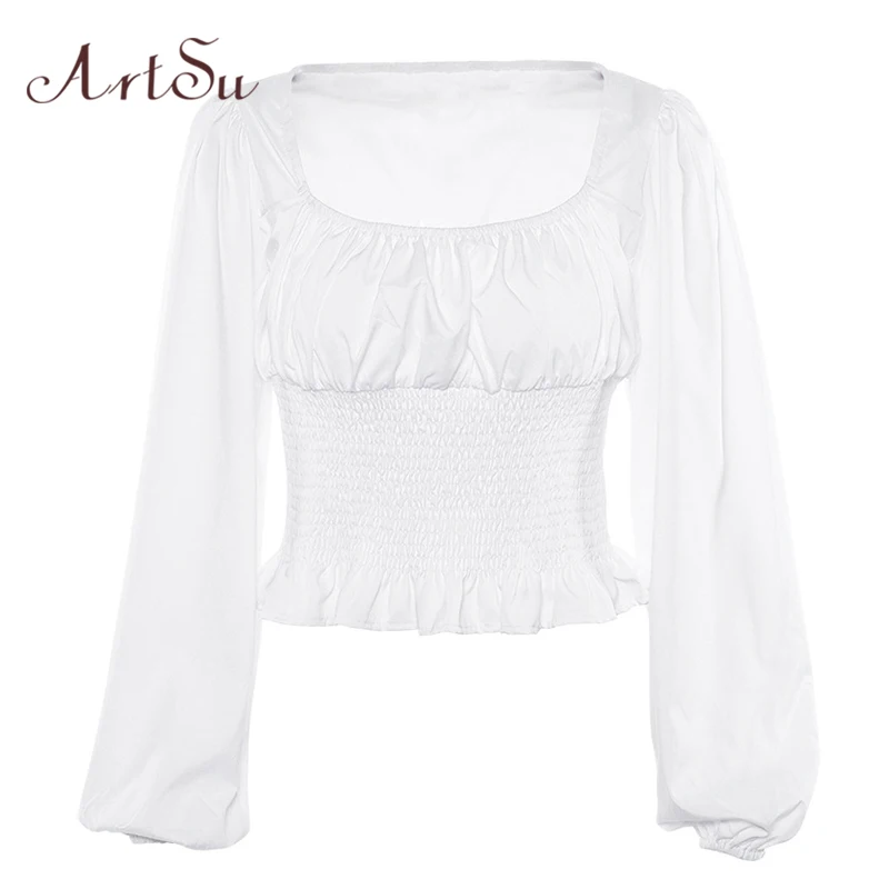 ArtSu Vintage White T shirt Ruffle Long Sleeve Crop Top Tee Shirt Elegant Ladies T shirt Femme Korean Streetwear ASTS20624
ArtSu Vintage White T shirt Ruffle Long Sleeve Crop Top Tee Shirt Elegant Ladies T shirt Femme Korean Streetwear ASTS20624