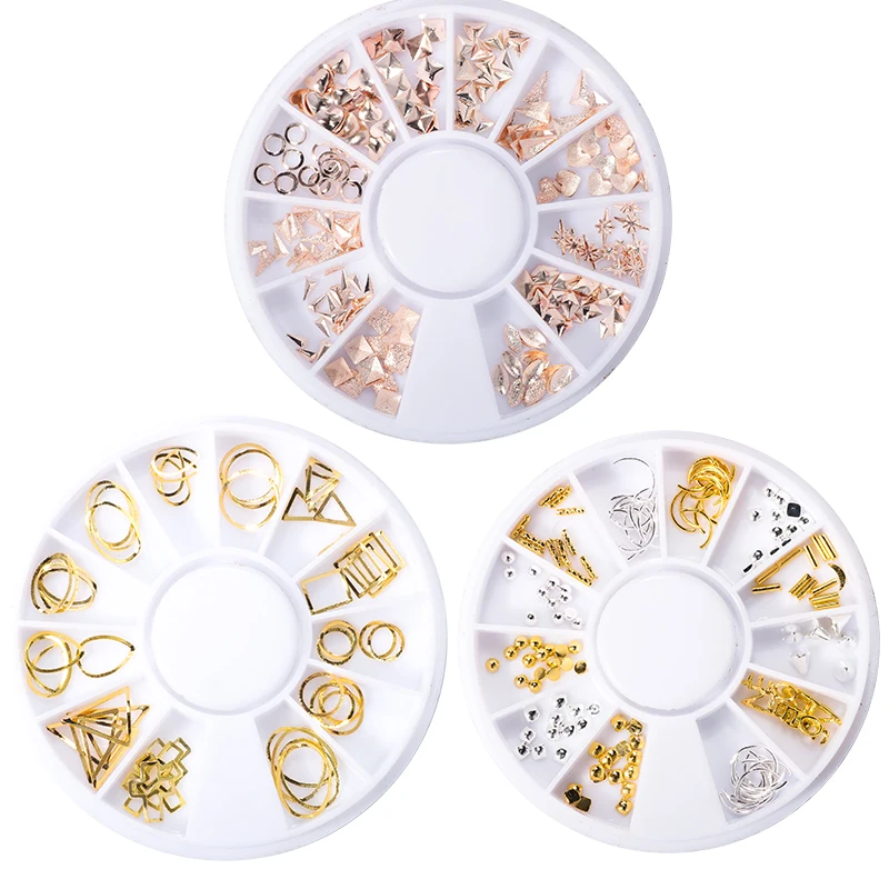 NEWBY Rose Gold Silver Rivet Nail Studs 3D DIYNail Art Decoration Circle Star Round Square Triangle Mixed Accessories in Wheel
NEWBY Rose Gold Silver Rivet Nail Studs 3D DIYNail Art Decoration Circle Star Round Square Triangle Mixed Accessories in Wheel