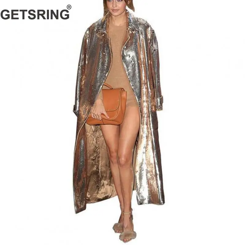 GETSRING Women Trench Coat Sequined Windbreaker Long Sleeve Single Breasted Coat Plus Size Women Coats All Match Overcoat 2018
GETSRING Women Trench Coat Sequined Windbreaker Long Sleeve Single Breasted Coat Plus Size Women Coats All Match Overcoat 2018