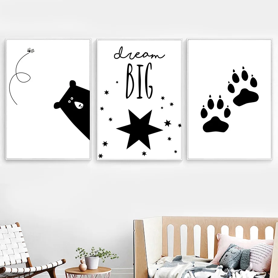 Cartoon Bear Paw Star Wall Art Canvas Painting Nordic Posters And Prints Black White Animal Wall Picture Kids Room Bedroom Decor
Cartoon Bear Paw Star Wall Art Canvas Painting Nordic Posters And Prints Black White Animal Wall Picture Kids Room Bedroom Decor