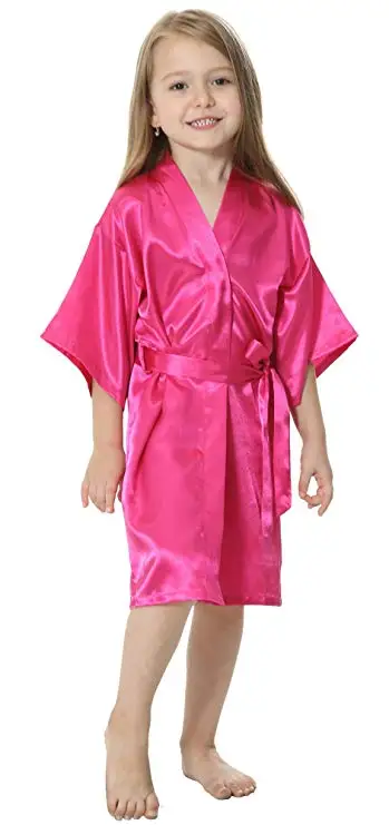 Kids Solid Satin Rayon Kimono Robe Bridesmaid Solid Bathrobe Children Nightgown Sleepwear Dressing Gown Kids Solid Satin Rayon Kimono Robe Bridesmaid Solid Bathrobe Children Nightgown Sleepwear Dressing Gown