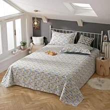Élégant couleur Triangle motif plat drap King Size 100% coton mélangé imprimé draps plats draps avec taies d'oreiller 5 tailles(China)