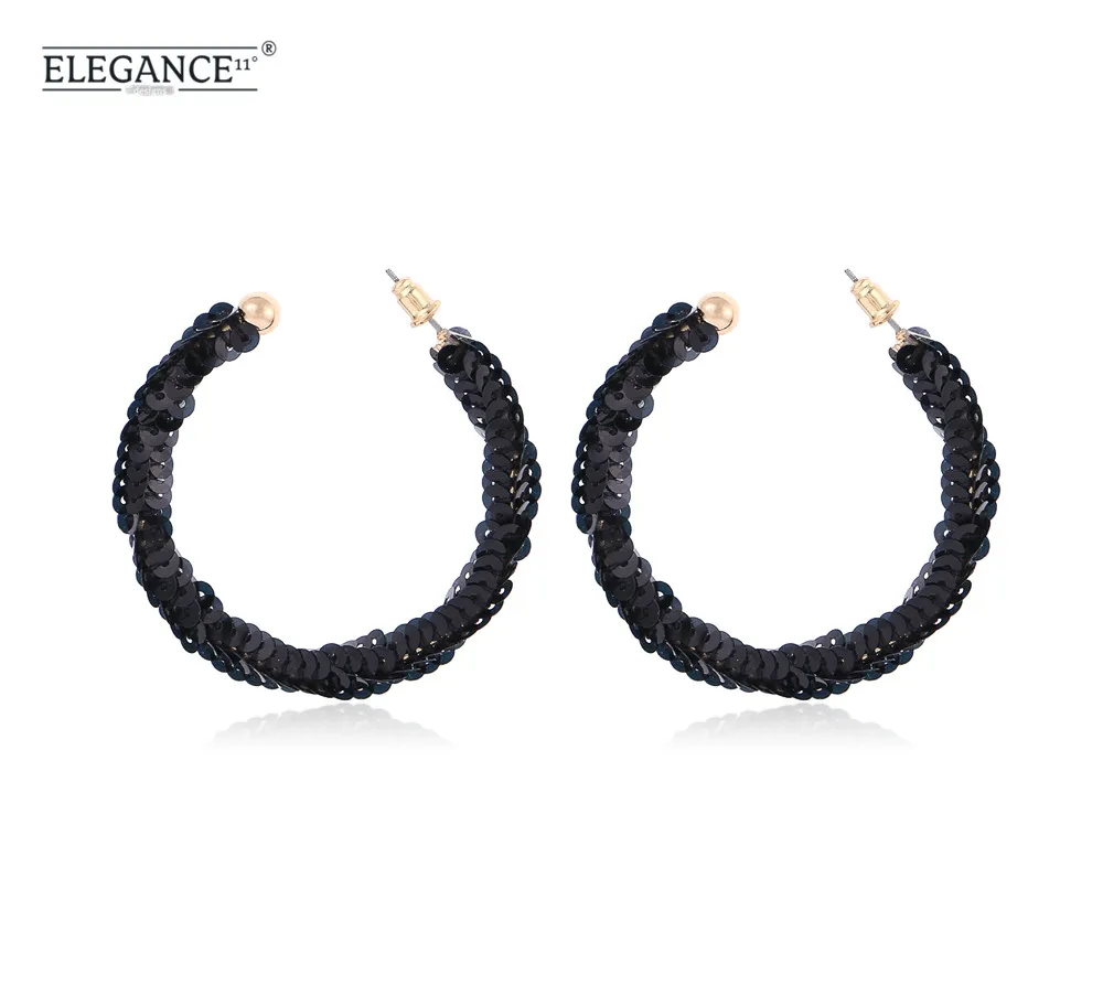 Elegance Black Hoop Earring Shiny Sequins Big Round Hoop Earrings Exaggerated Women Bohemian Jewelry White Pink Colors Wholesale
Elegance Black Hoop Earring Shiny Sequins Big Round Hoop Earrings Exaggerated Women Bohemian Jewelry White Pink Colors Wholesale